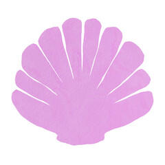 Conch or scallop seafood watercolor drawing with transparent background. Illustration for restaurant menu or aquariums. Sea animals in colorful style.