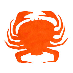 Crab seafood watercolor drawing with transparent background. Illustration for restaurant menu or aquariums. Sea animals in colorful style.