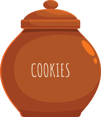 Round ceramic cookie jar preserving crunchy cookies, perfect for storing homemade treats