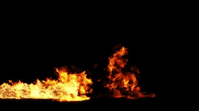 Flames firethrower burning on ground special effect graphics element 3d render