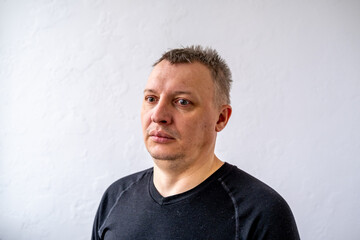 distorted face of sad and grieved very upset person, dissatisfied with his hard fate