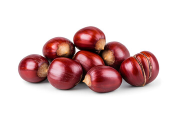 Fototapeta premium Heap of chestnuts isolated on white backdrop