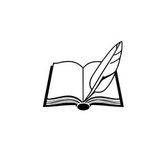 Open Book with Quill Pen: A Symbol of Literature, Writing, and Education
