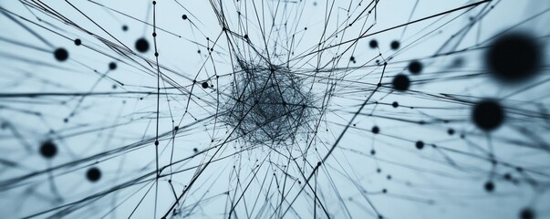 Abstract network digital space, lines converging, data flow background, tech design