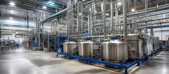 Factory stainless steel tanks, pipes, processing