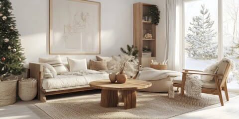 Obraz premium Cozy Winter Living Room Christmas Decor