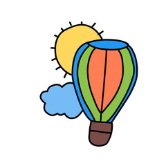 Hot air balloons hand drawn