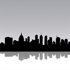 Fototapeta premium Silhouette of a city skyline during a vibrant sunset showcasing tall buildings against a colorful sky silhouetted skyline cityscape architecture illustration building city vector