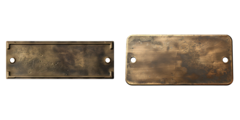 Blank nameplate isolated on transparent background, PNG, Set of