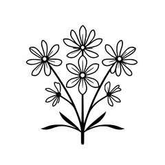 Elegant Black and White Flower Bouquet Illustration - Simple Floral Design, Botanical Line Art, Minimalist Spring Summer Bloom Image
