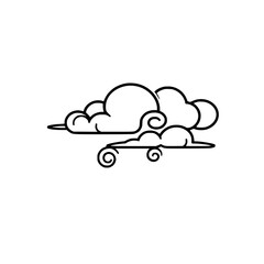 Elegant Line Art Cloud Design: Minimalist Nature Illustration, perfect for wall art, logo, or decorative element.  Simple, abstract graphic with a clean aesthetic.