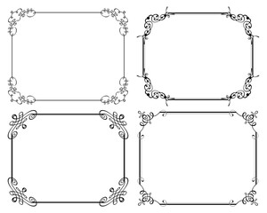 Decorative frames. Retro ornamental frame, vintage rectangle ornaments and ornate border.