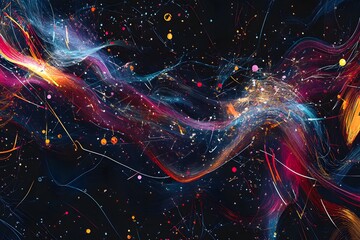 Obraz premium Stylish data flow representation with interconnected lines