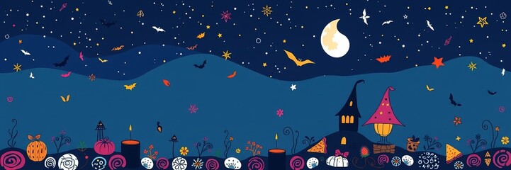 Naklejka premium Ethereal Feasting Amidst Moonlight's Enchantment