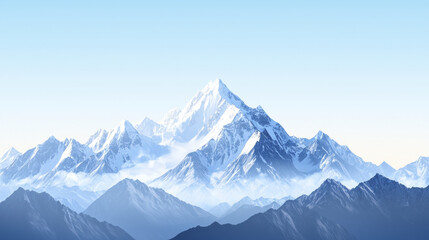 Obraz premium Majestic mountain landscape with snow capped peaks and clear blue sky