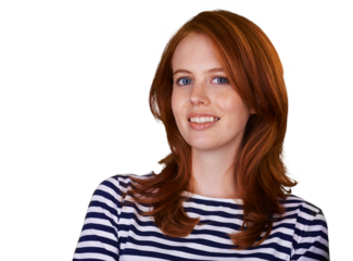 Portrait, happy and fashion with a redhead woman isolated on a transparent background for style, Face, smile and clothes with a trendy young ginger model on PNG to wear a casual clothes outfit