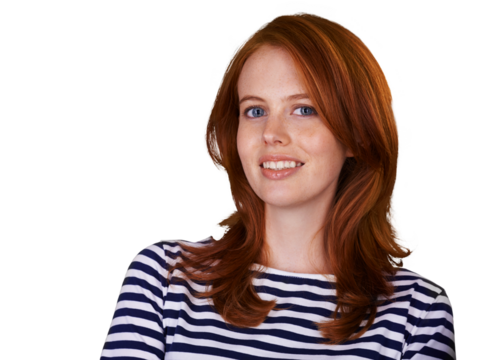 Portrait, happy and fashion with a redhead woman isolated on a transparent background for style, Face, smile and clothes with a trendy young ginger model on PNG to wear a casual clothes outfit