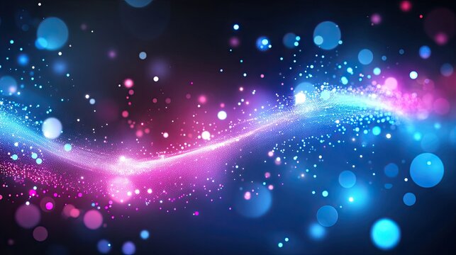 Visualization of digital music with abstract 3D equalizer waves over a blurred background - Powered by Adobe
