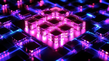 Neon Cubes: A Futuristic Digital Landscape