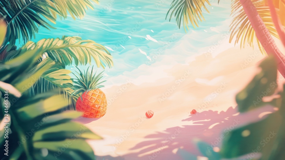 Fototapete paradise vibes add a dreamy touch to summerthemed illustrations.
