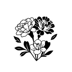 Black and White Floral Design: Elegant Monochrome Flower Illustration