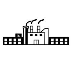 Industrial Factory Building: A Black and White Illustration of an Industrial Complex