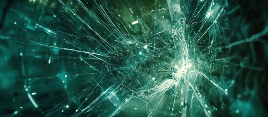 Shattered glass, teal texture, dark background, abstract design