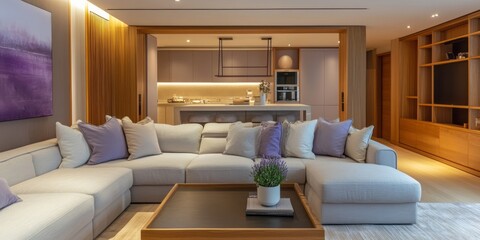 Modern Living Room Interior Design Featuring Comfortable Sectional Sofa