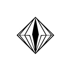 Geometric Diamond: Abstract Black and White Minimalist Line Art Design. Perfect for logo, print, or web design projects. Clean, elegant, and symbolic.