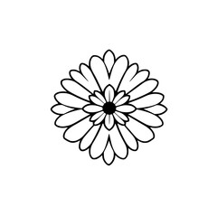 Elegant Black and White Flower Illustration: Simple Daisy Design, Minimalist Botanical Line Art, Perfect for Decoration