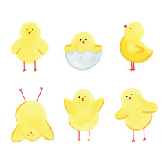 Cute Baby Chicks – Watercolor Easter Illustration Set, Perfect for Easter decorations, greeting cards, kids' products, nursery prints, and spring-themed designs