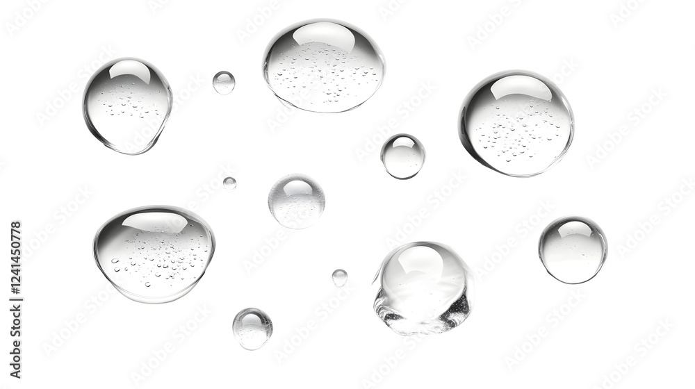 Leinwandbilder Stunning close up view of crystal clear water droplets forming mesmerizing abstract patterns and shapes on a minimalist reflective surface  This serene