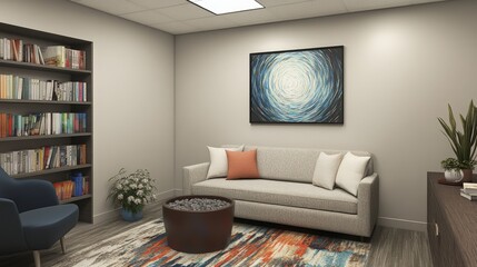 A modern therapy room focused on mental health care