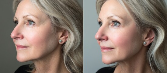 Before & After Facial Treatment Mature Woman, Studio