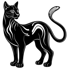 Obraz premium Sleek Feline Silhouette with Vibrant Gradient Colors and Neon Glow in Abstract Digital Art