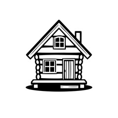 Cozy Log Cabin: A Rustic Home Illustration. Simple, classic design, perfect for real estate, architecture, or home decor projects.