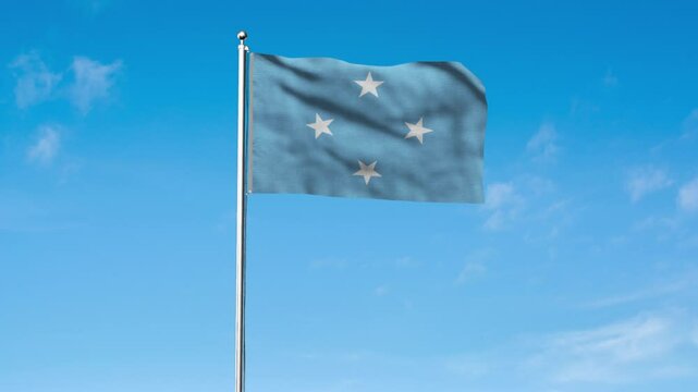 High detailed flag of Micronesia. National Micronesia flag. Oceania. 3D Render.