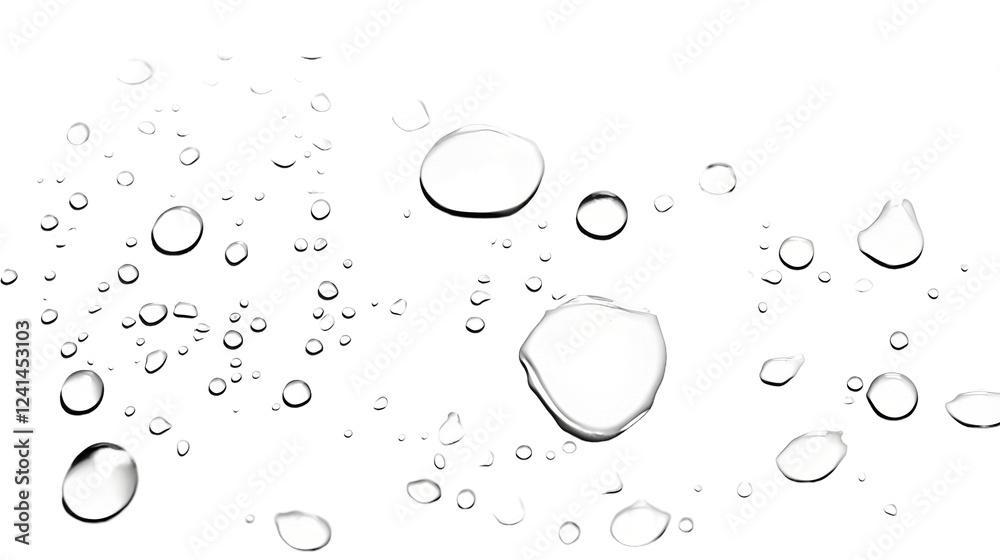 Leinwandbilder tranquil water droplets with reflective surfaces on a smooth clean glass background the clear drople
