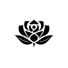 Obraz premium Elegant Black and White Rose Flower Design: Minimalist Floral Graphic, Botanical Vector Art, Nature Illustration, Simple Logo, Vintage Style