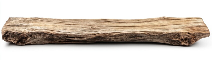 Rustic wood shelf, isolated, white background, display