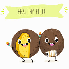  Bambangan fruit cute funny cheerful characters. Vector hand drawn illistration.