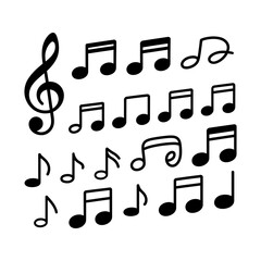 Collection of Various Music Notes in Black and White