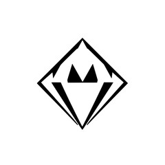 Geometric Diamond Logo: Abstract Black and White Monochrome Design. Minimalist Vector Graphic for Branding and Visual Identity