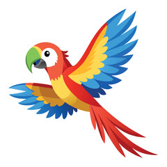 Flying Macaw Parrot Vector Illustration ? Cartoon, Clipart & Line Art Design.eps