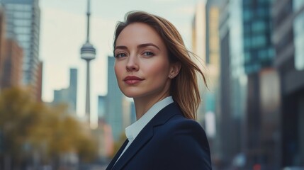 portrait of a woman in a suit in canada