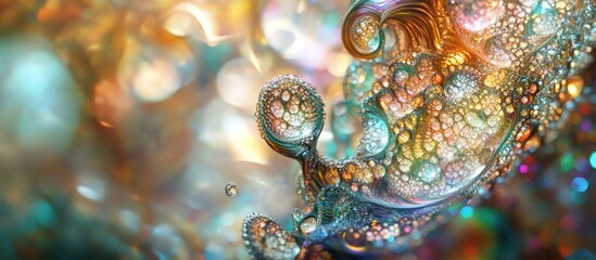 Iridescent Bubbles Flowing in Abstract Background