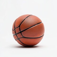 Fototapeta premium A single basketball sits on a plain white background.