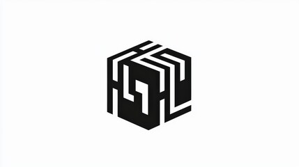 Modern Minimalist Logo Design in Black and White Style Featuring Geometric Cubes and Abstract Patterns