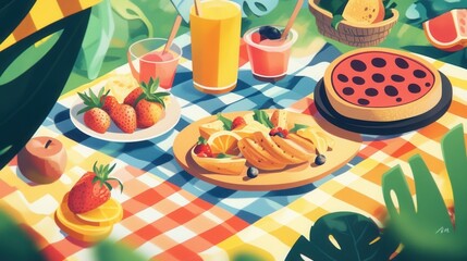 Summer picnic illustrations are filled with happy and vibrant elements.