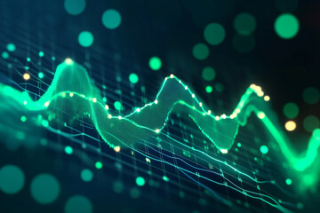 Glowing market graph and charts, abstract background with lines generated with AI